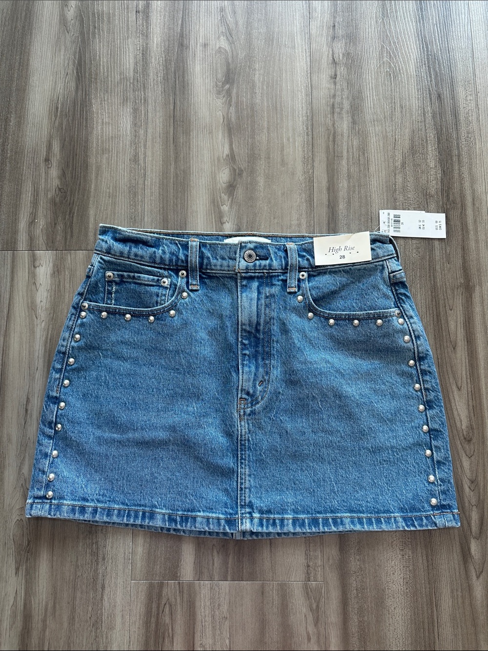 Denim Skirt with Stud Detail
